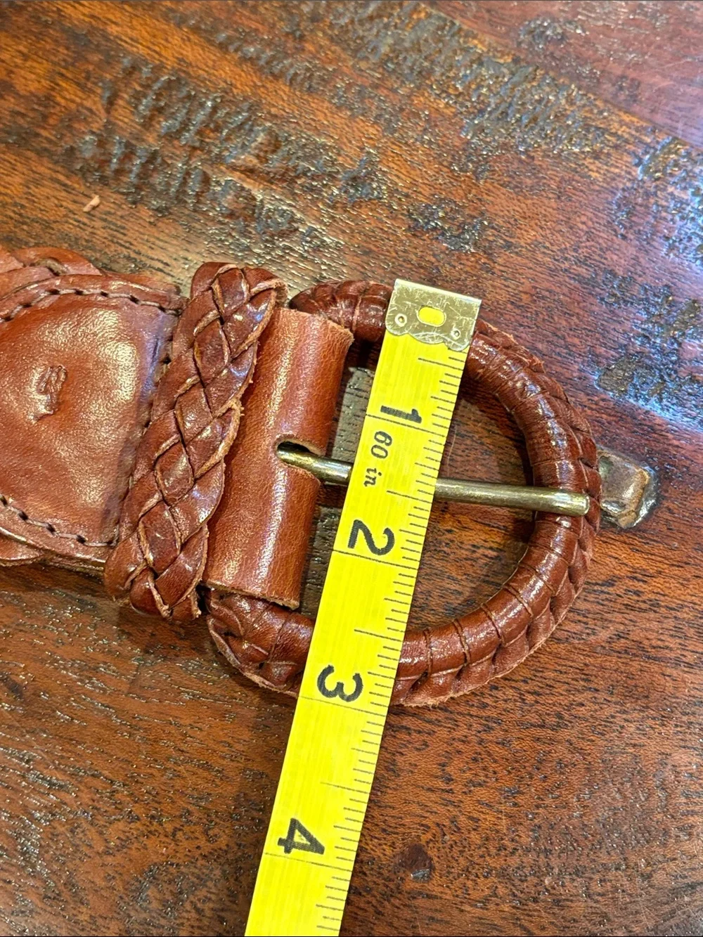 Vintage Ralph Lauren 80s Braided Brown Wide Leather Belt Made in England size 26